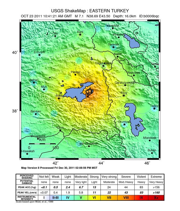 Earthquake in Turkey on 23 October 2011