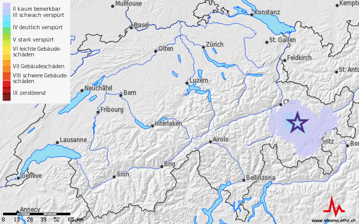 Breve sequenza di terremoti a Filisur GR