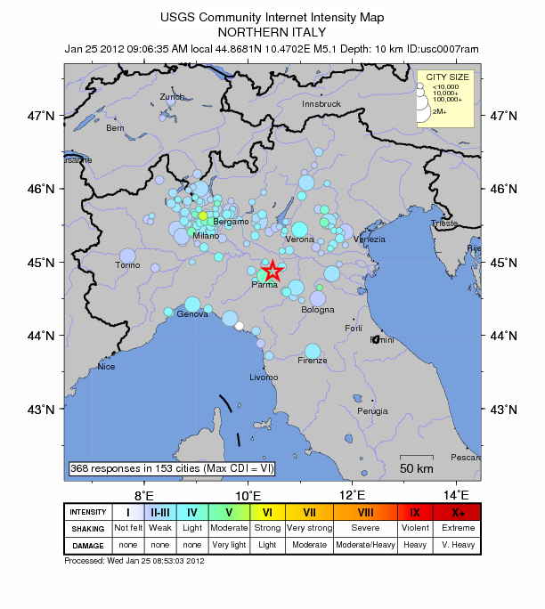 Terremoto nel Norditalia