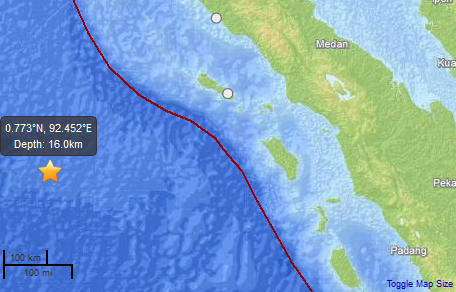 Terremoto vicino a Sumatra
