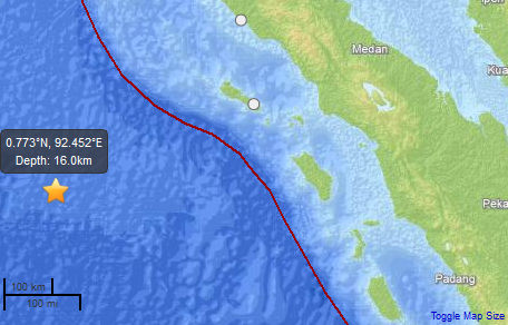 Séisme près de Sumatra