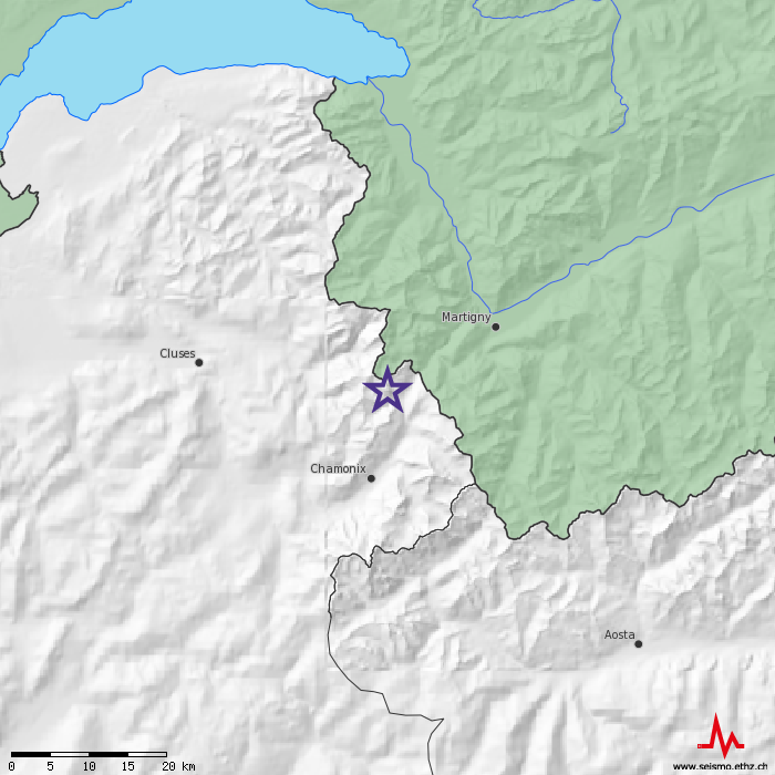 Tremblement de terre faible entre Martigny et Chamonix