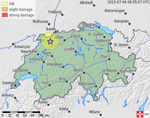 Terremoto tra Moutier e Delémont