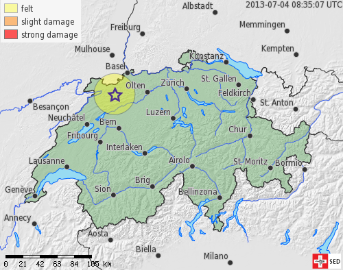 Earthquake between Moutier and Delémont