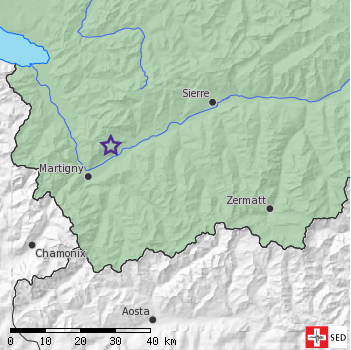 Debole terremoto vicina Saxon (VS)