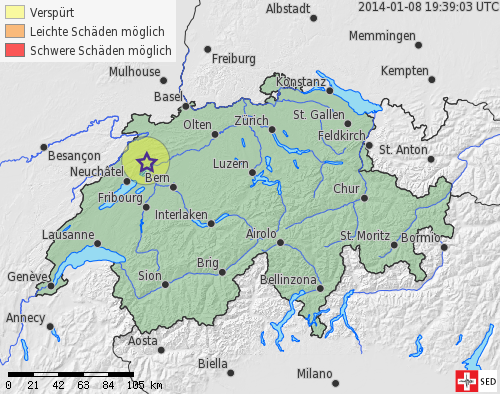 Deux séismes près de Bienne