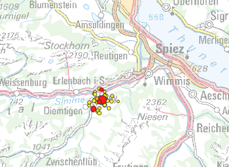 Terremoti di piccola entità nei pressi di Diemtigen (BE)
