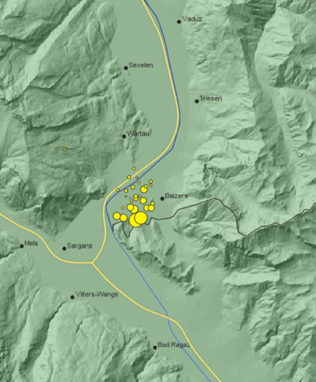 Serie di scosse di assestamento nei pressi di Sargans
