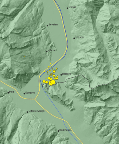 Série de répliques sismiques dans les environs de Sargans