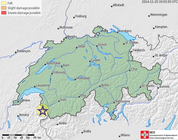 Terremoto nei pressi di Vallorcine (F)