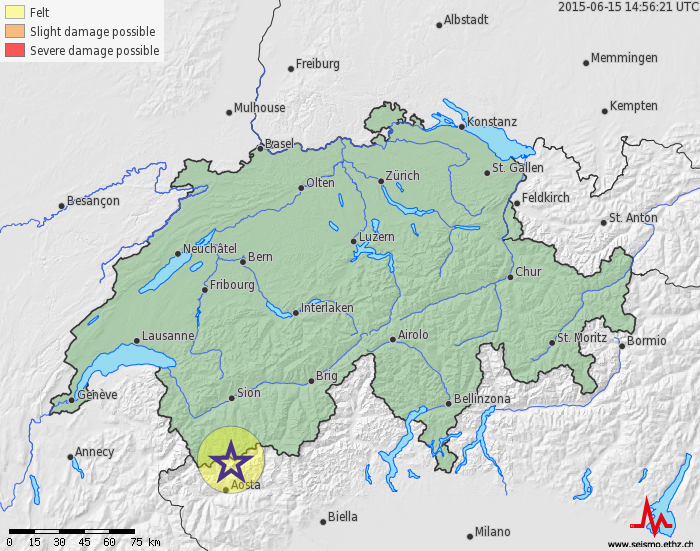 Terremoto nei pressi di Bourg-Saint-Pierre (VS)