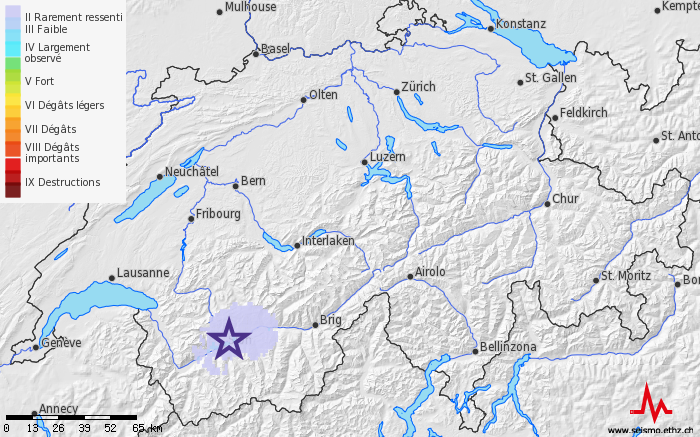 Spürbares Erdbeben bei Sion (VS)