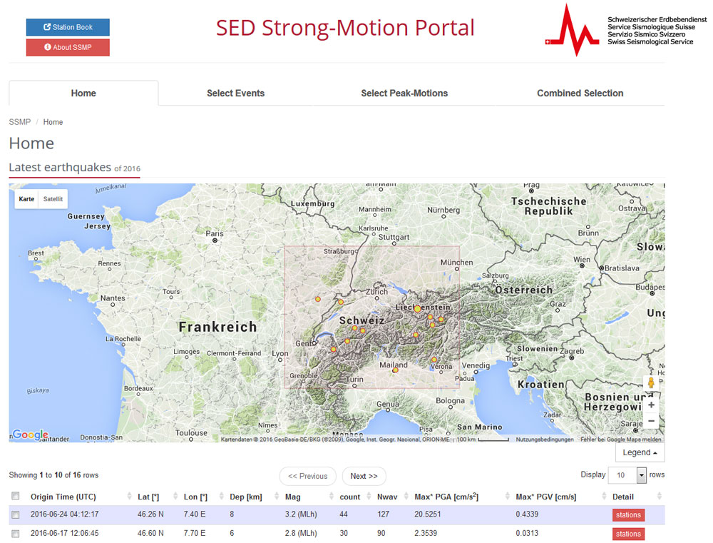 Strong Motion Portal (SSMP)