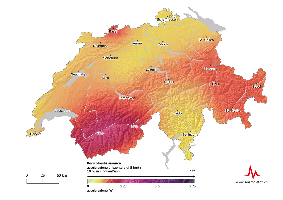 Mappa della pericolosità sismica in Svizzera