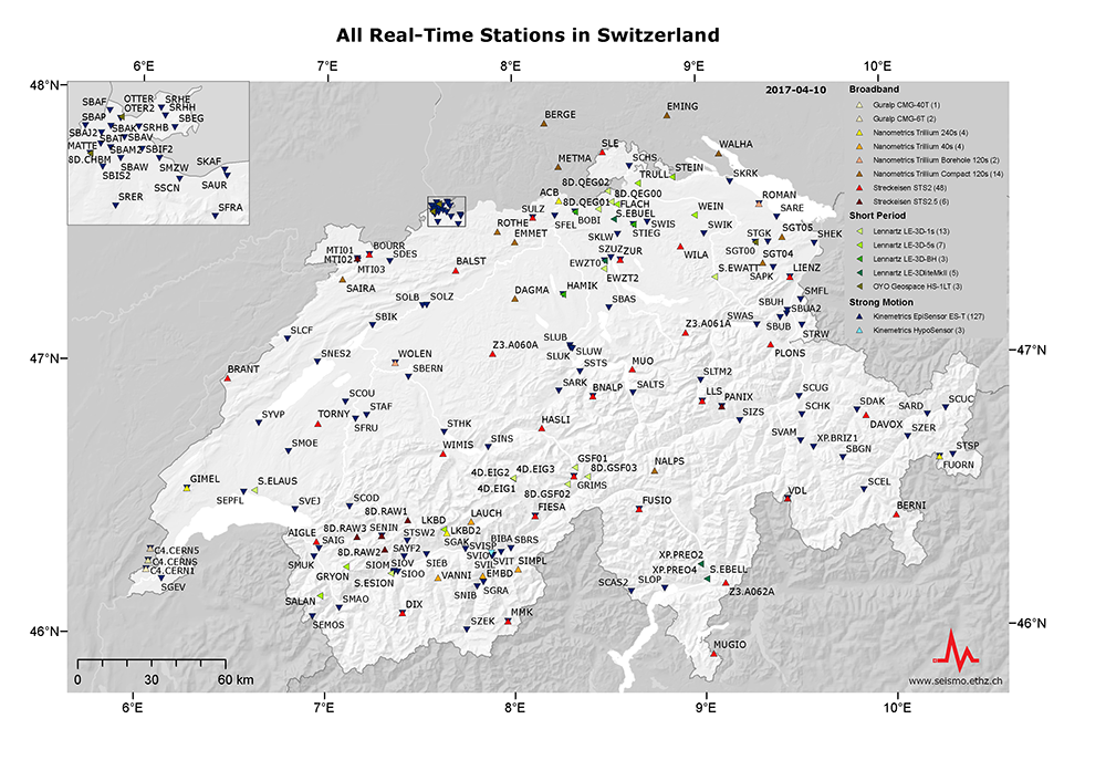 Tutte le stazioni di monitoraggio in tempo reale in Svizzera  2017
