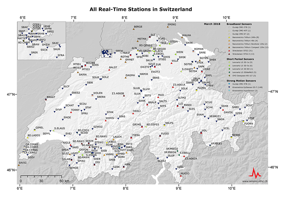 Tutte le stazioni di monitoraggio in tempo reale in Svizzera 2018