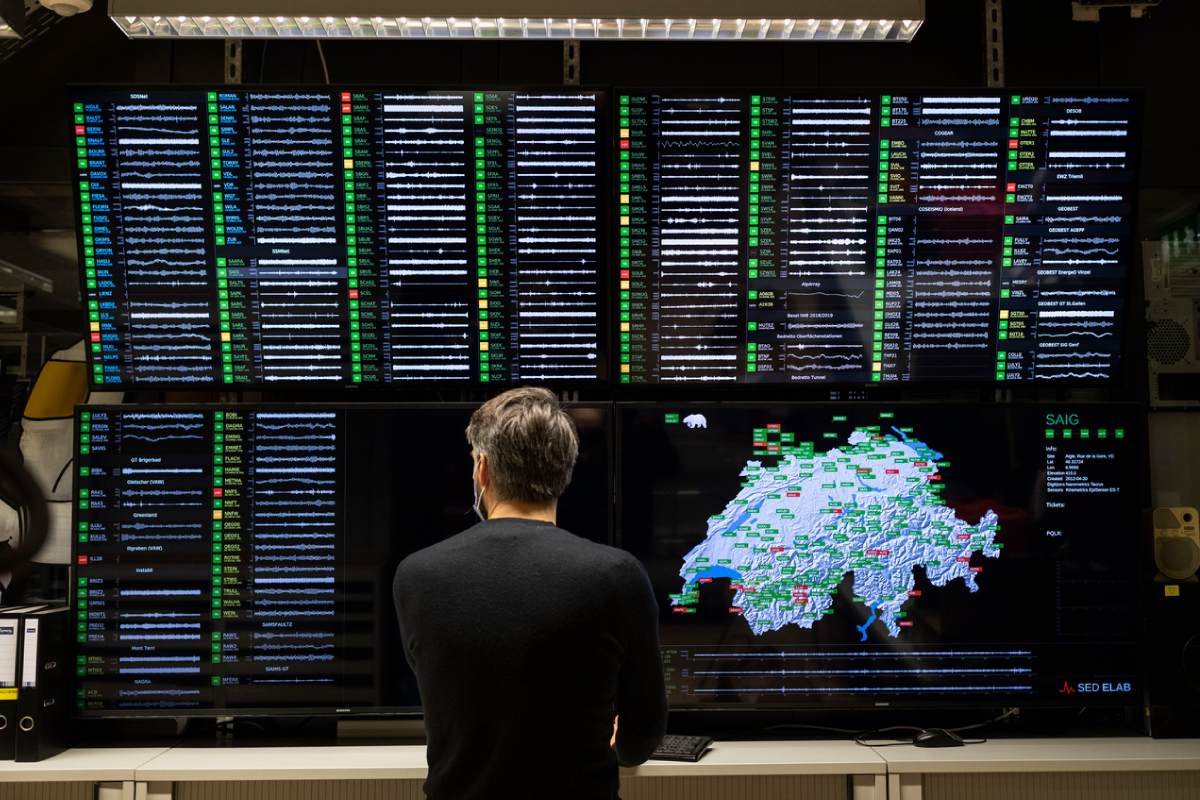 Statusübersicht verschiedener seismischer Stationen.