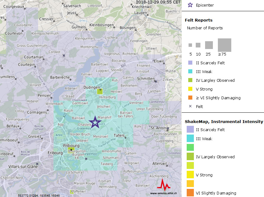 Weak Earthquake near Fribourg