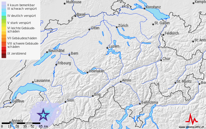 Erdbeben an der Grenze zwischen Frankreich und der Schweiz