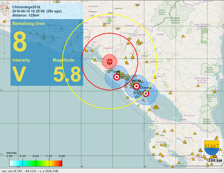 Allarme rapido per terremoti in Nicaragua