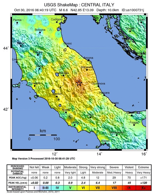 Serie di forti scosse nel centro Italia