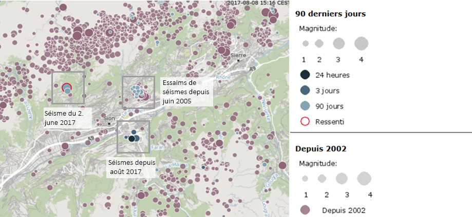 Séismes ressentis près de Sion (VS)