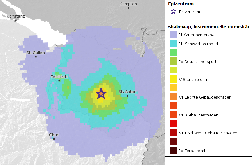 [Available in DE / FR] Erdbeben bei Bludenz (A) auch in der Schweiz deutlich verspürt 