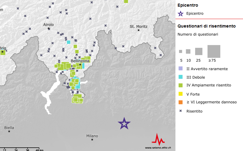 Terremoto tra Bergamo e Milano