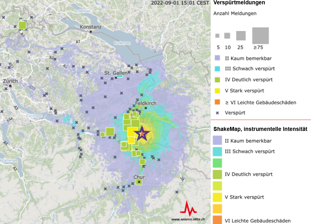 Deutlich verspürtes Erdbeben bei Triesenberg (FL)