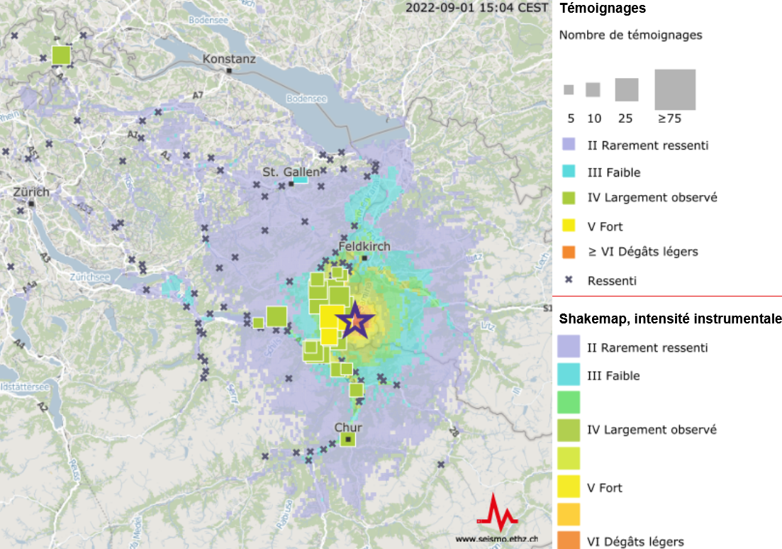 [Disponible en DE] Tremblement de terre bien ressenti près de Triesenberg (FL)