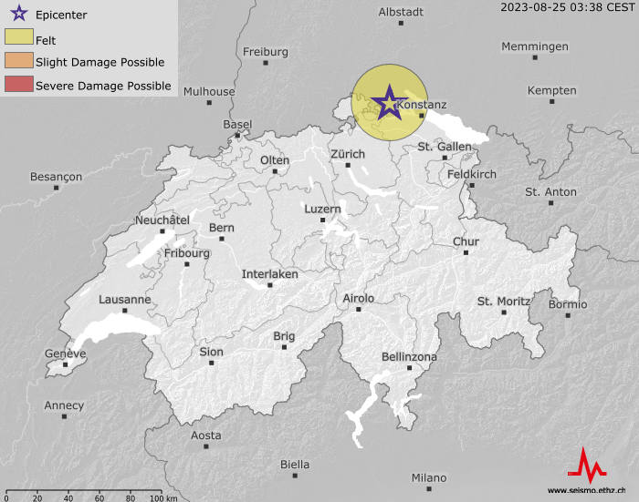 [Disponibile in DE/FR] Spürbares Erdbeben nahe der Schweizer Grenze 