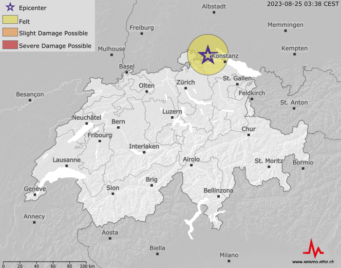 Séisme ressenti près de la frontière suisse