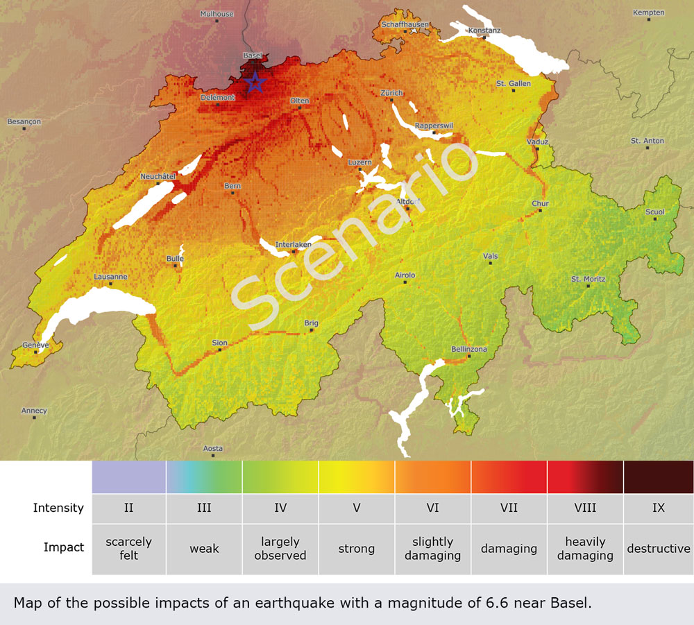 Possible impacts of strong earthquakes in Switzerland