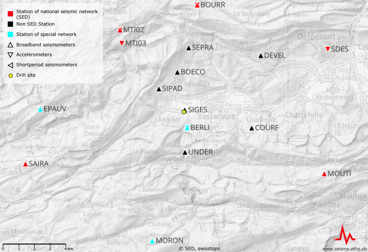 Immagine per Il SED monitora le stimolazioni di prova nel quadro del progetto geotermico di Haute-Sorne (JU)
