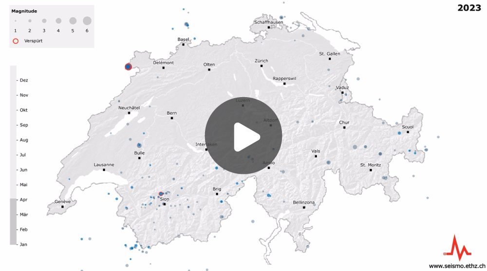Erdbebenland Schweiz Animation 2023