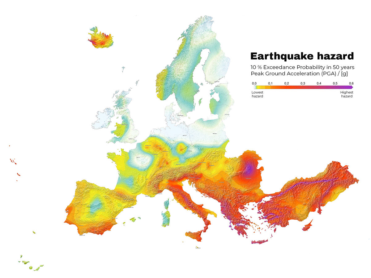 Mappa di pericolosità sismica Europa