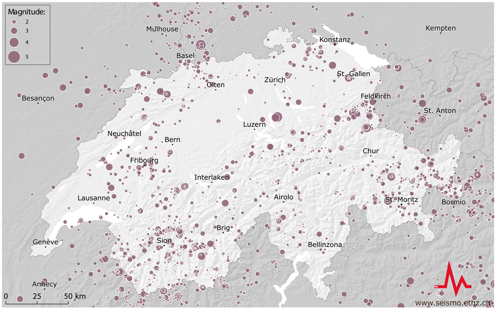 Seismicity in Switzerland