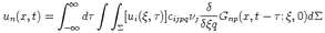            integral   oo     integral   integral 
                                     -d--
un(x, t) =   - oo  dt    S[ui(q,t )]cijpqnjdqq Gnp(x, t- t;q, 0)dS  